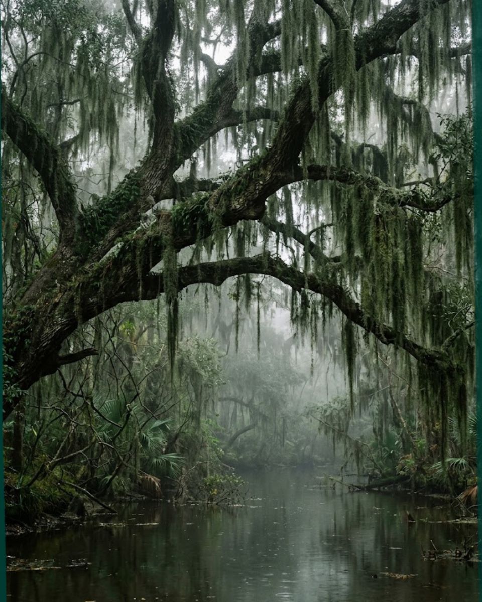 Spanish-moss-draped live oaks in Savannah humidity — climate that attracts rats and mice