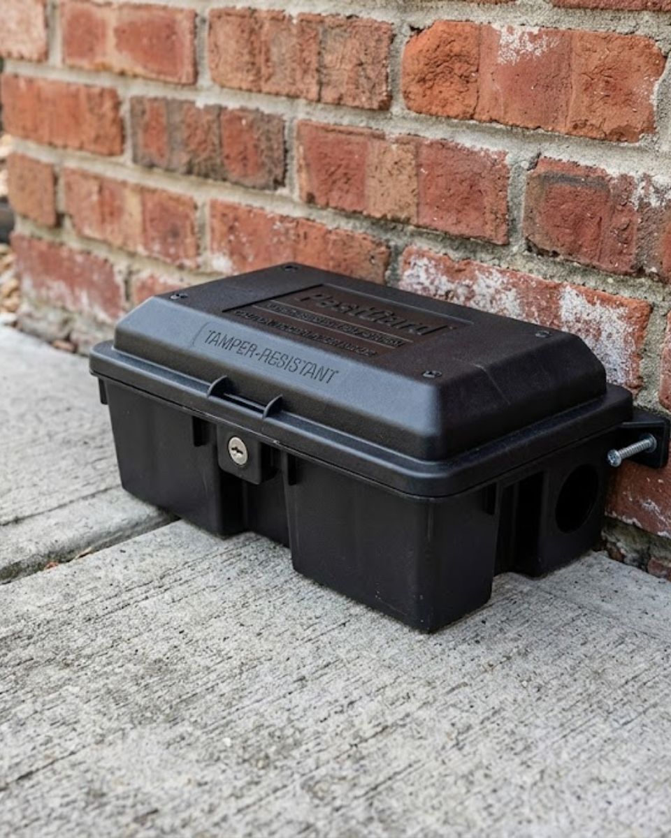 Tamper-resistant bait station placed at foundation wall β Savannah GA